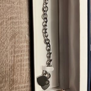 Sterling Silver Toggle Heart Charm Bracelet new